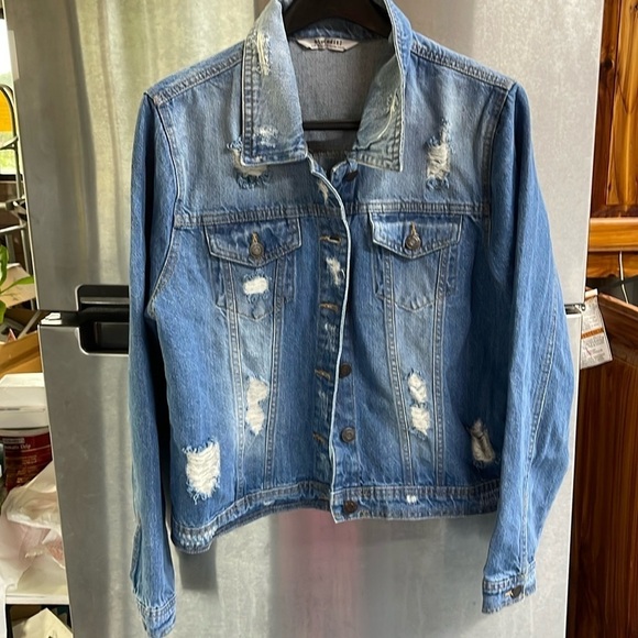 Blu(edit) Beautifully distressed denim jacket women’s size XL western wear - Picture 1 of 9